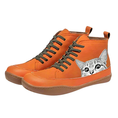 Botines de cuero para amantes de los gatos