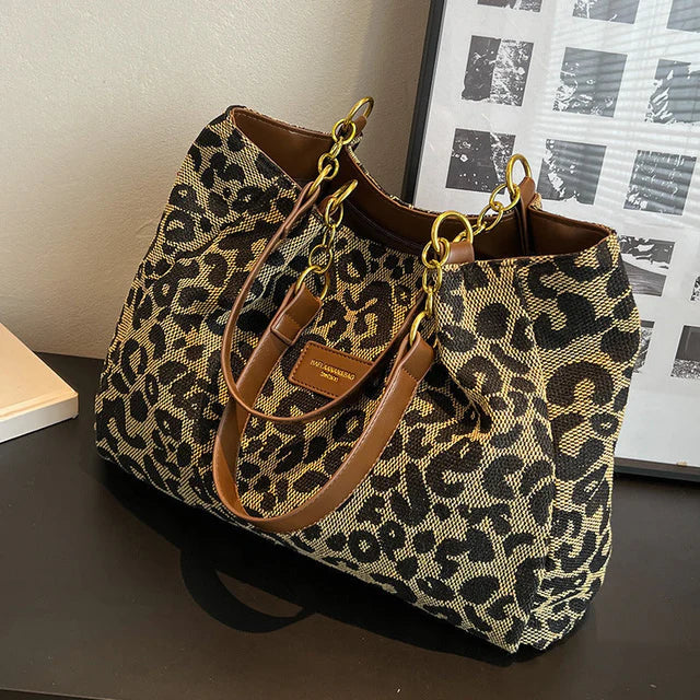 AVA™ | Bolso tote chic de estampado de leopardo