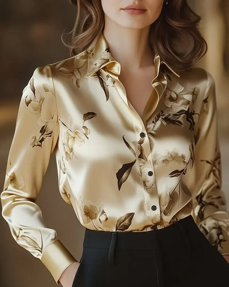 Camisa con Estampado Floral Retro
