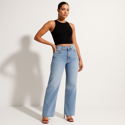 Aline – Pantalones vaqueros elásticos de cintura media