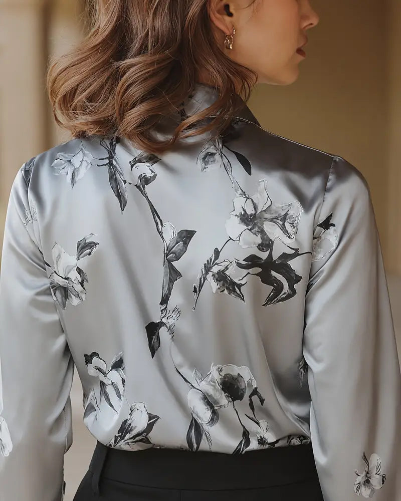 Camisa con Estampado Floral Retro