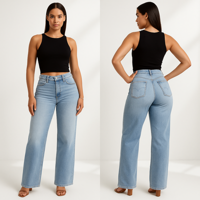 Aline – Pantalones vaqueros elásticos de cintura media
