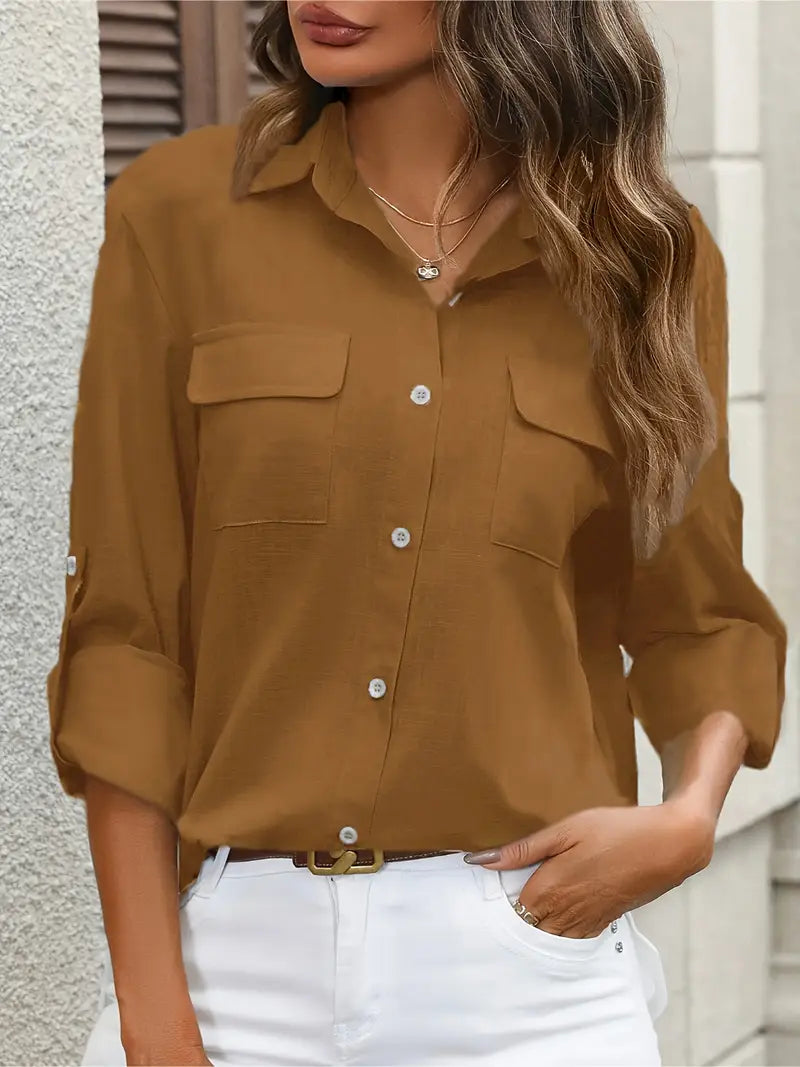 Camisa de algodón con bolsillos