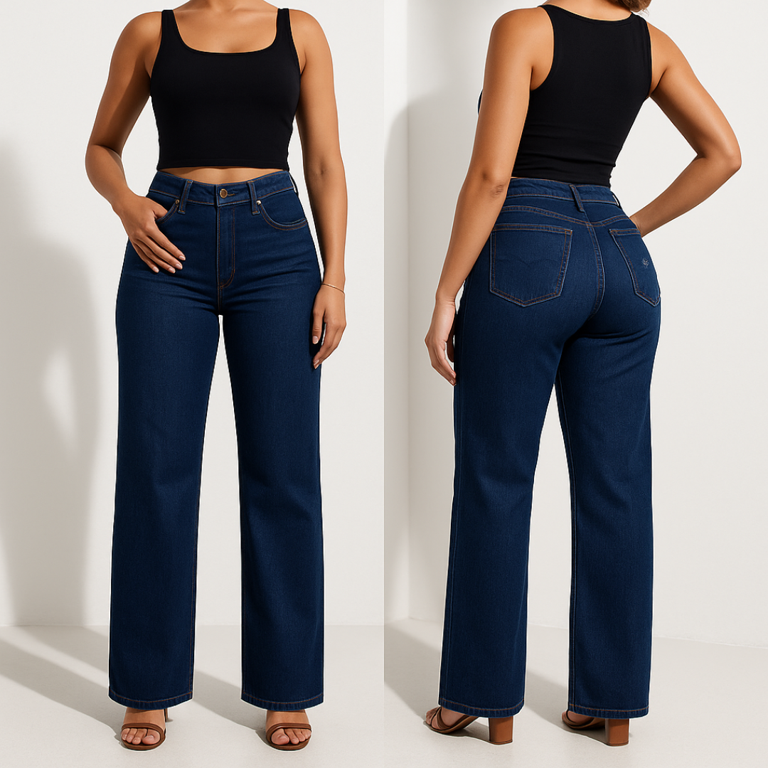 Aline – Pantalones vaqueros elásticos de cintura media