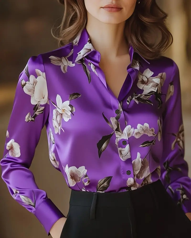 Camisa con Estampado Floral Retro
