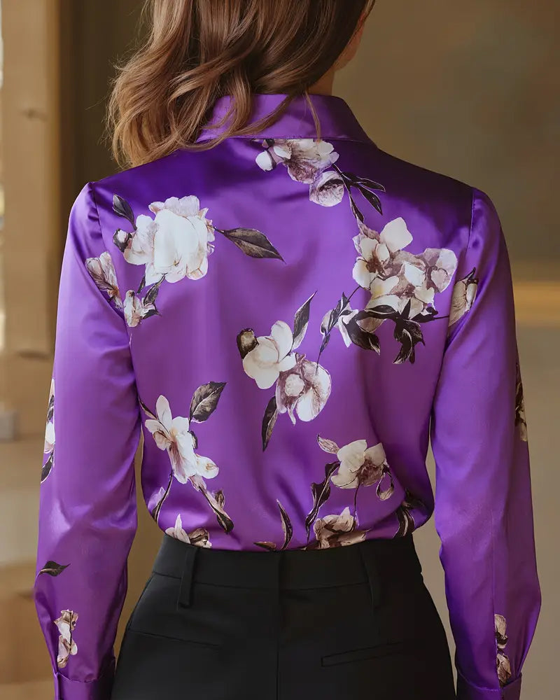 Camisa con Estampado Floral Retro
