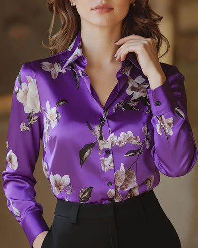 Camisa con Estampado Floral Retro