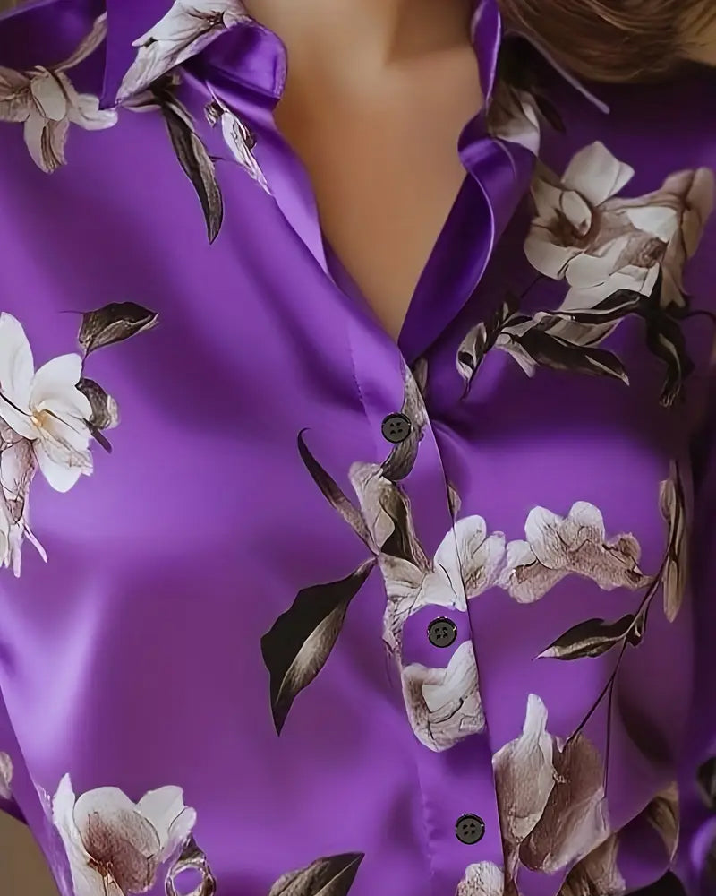 Camisa con Estampado Floral Retro