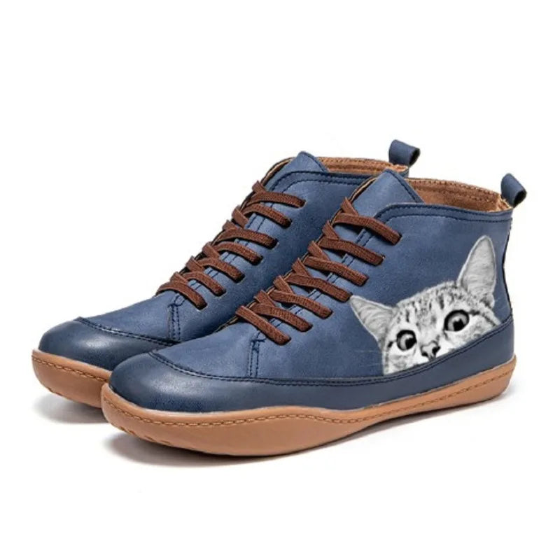 Botines de cuero para amantes de los gatos