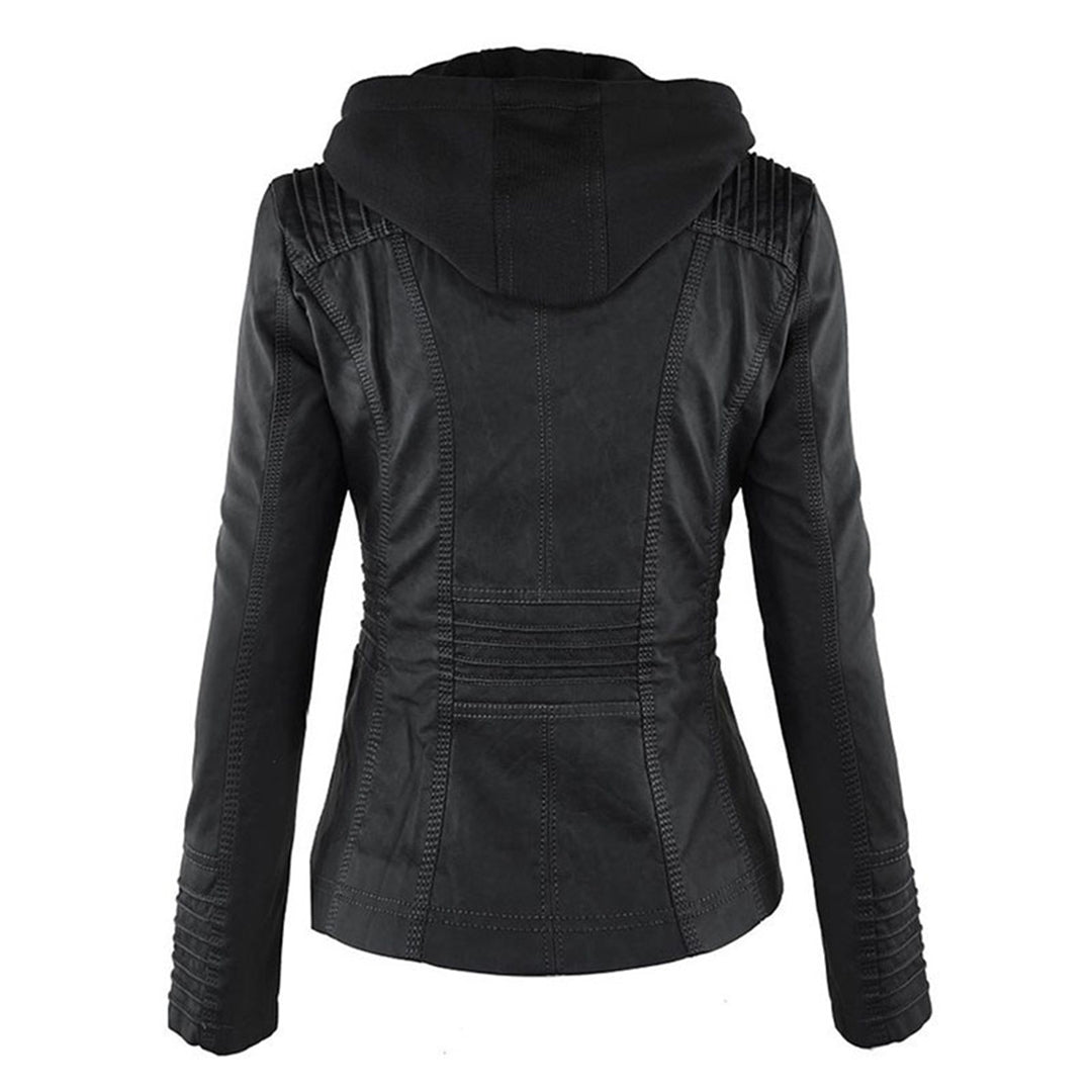 Chaqueta de cuero moderna con capucha