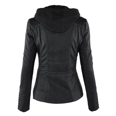 Chaqueta de cuero moderna con capucha