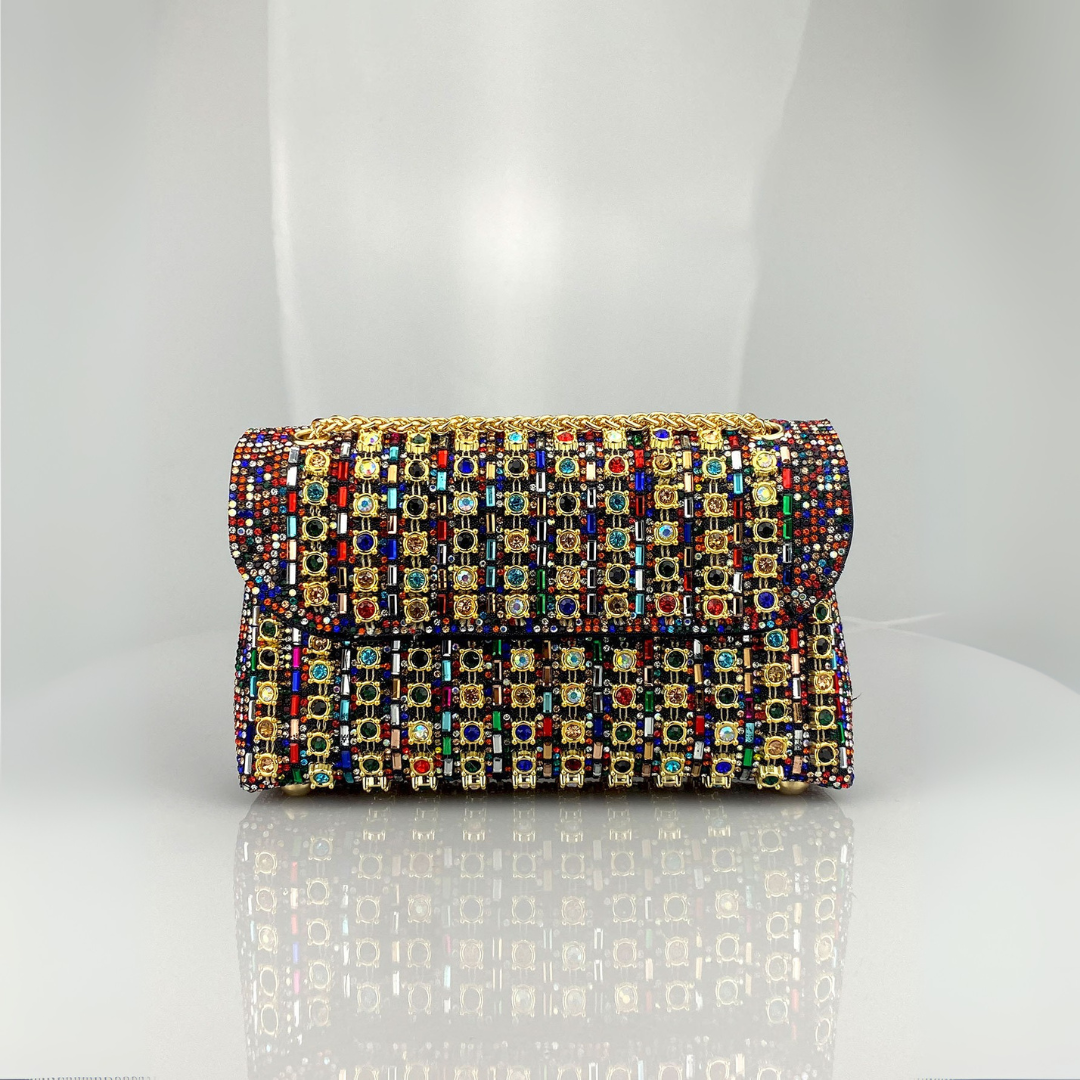 Miley – Bolso de hombro con cadena chic y diamantes de colores