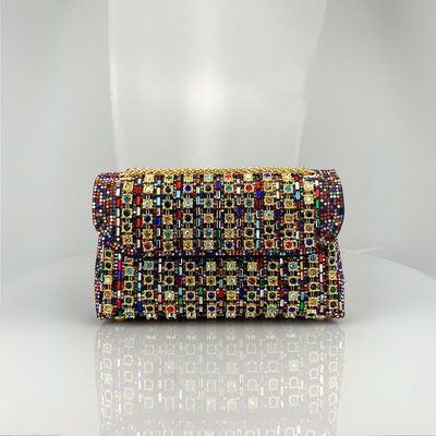 Miley – Bolso de hombro con cadena chic y diamantes de colores
