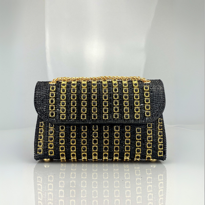 Miley – Bolso de hombro con cadena chic y diamantes de colores