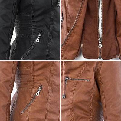 Chaqueta de cuero moderna con capucha