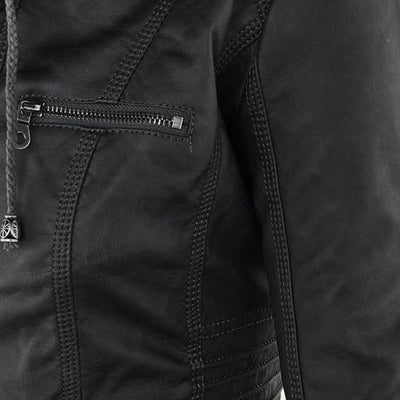 Chaqueta de cuero moderna con capucha