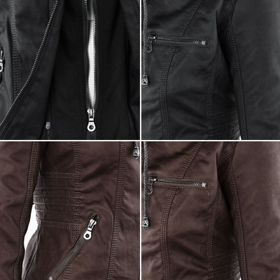 Chaqueta de cuero moderna con capucha