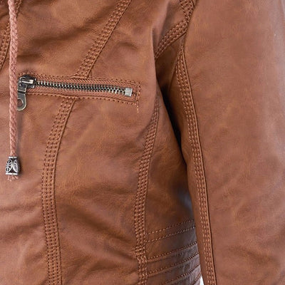 Chaqueta de cuero moderna con capucha