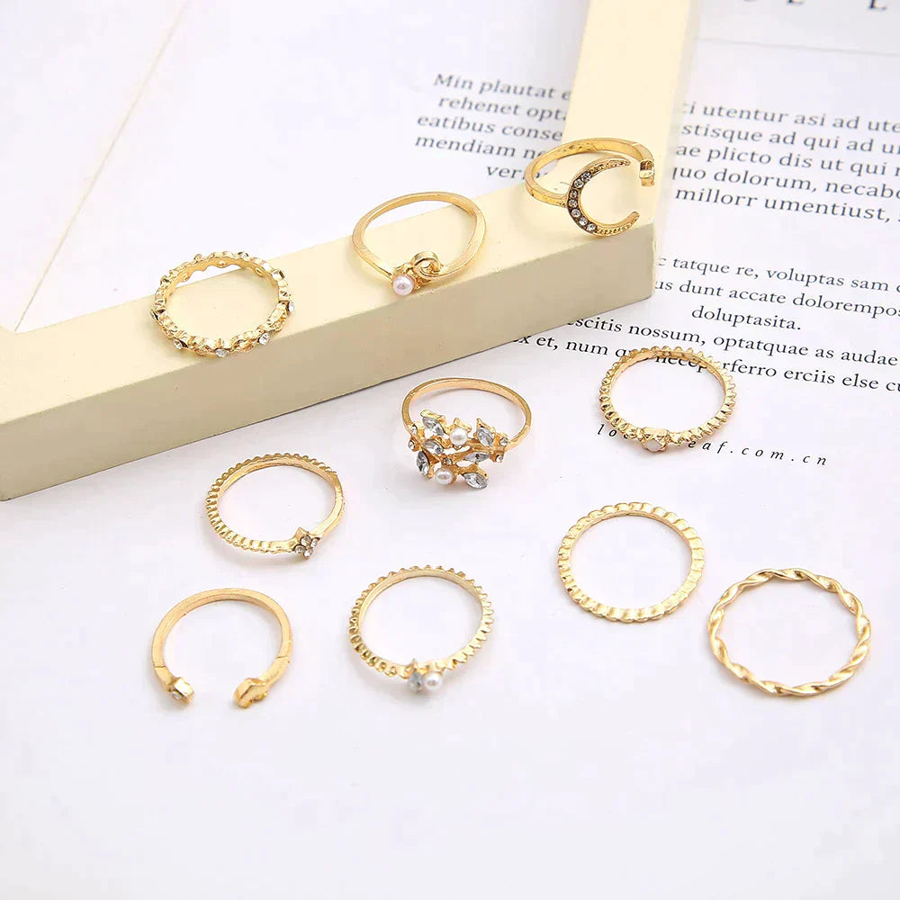 Pack de 10 anillos | Anillos bohemios bañados en plata y oro