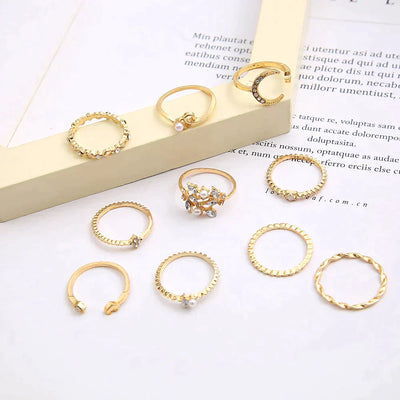 Pack de 10 anillos | Anillos bohemios bañados en plata y oro