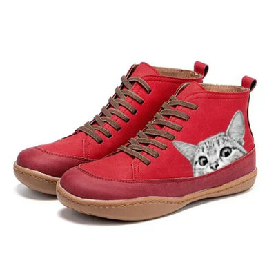Botines de cuero para amantes de los gatos