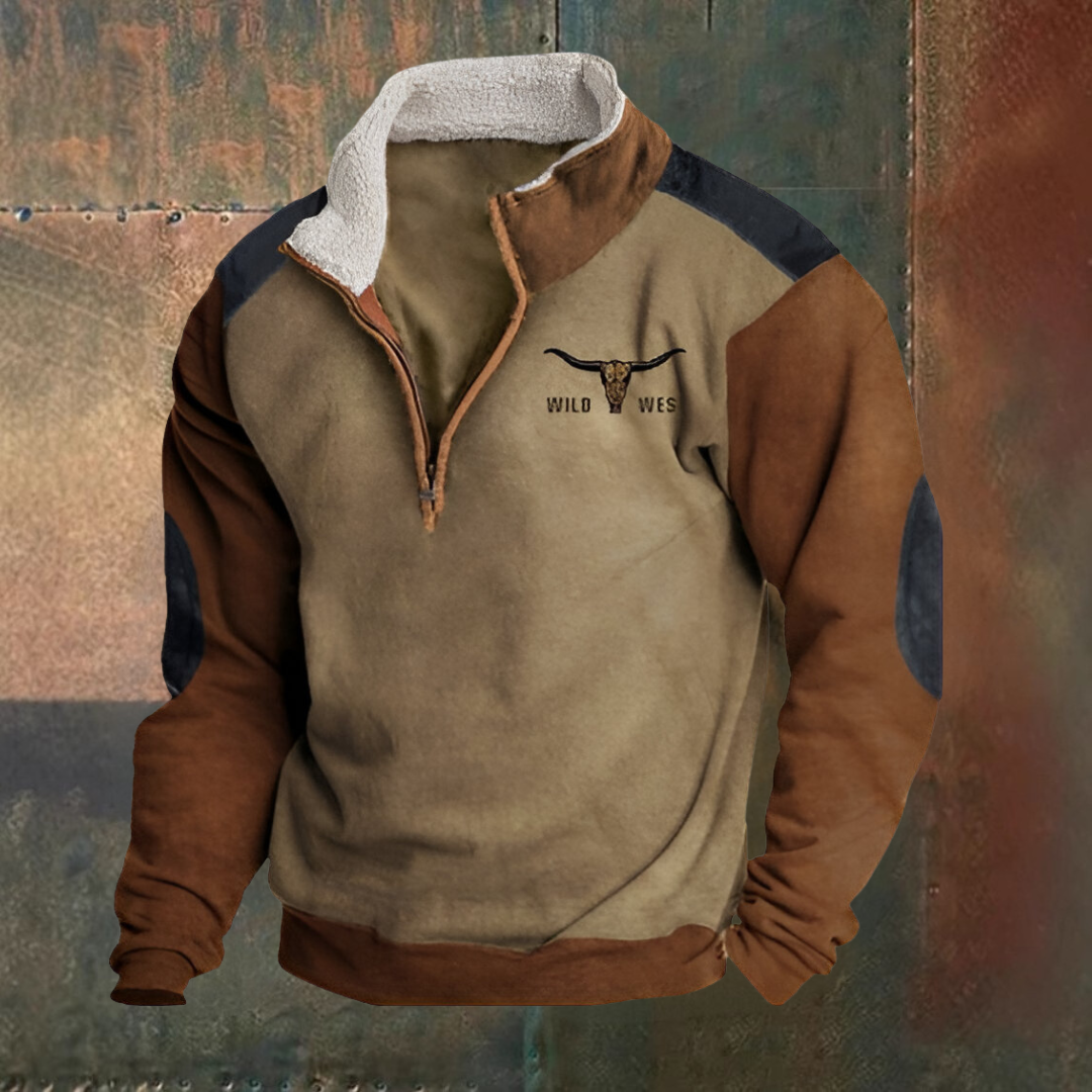 Cómoda chaqueta estilo western con media cremallera