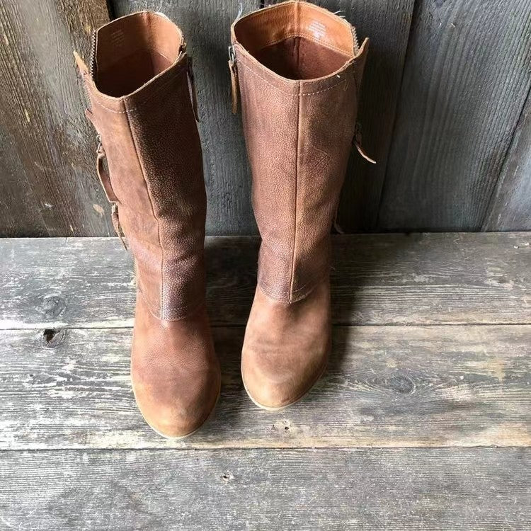 Lulia - Botines de cuero con cremallera lateral