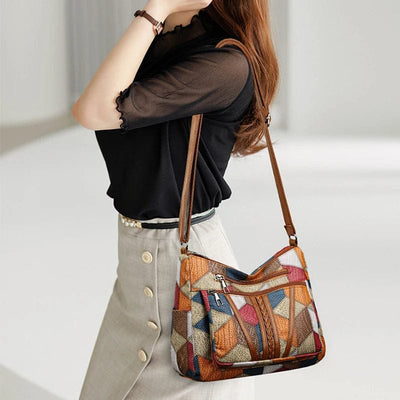 Zavelli™ | Bolso de mano de cuero estilo mosaico