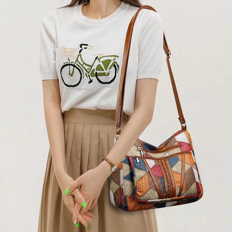 Zavelli™ | Bolso de mano de cuero estilo mosaico
