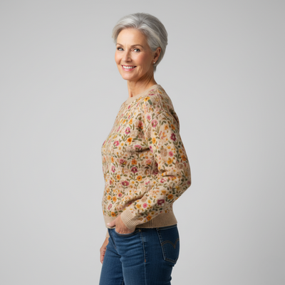 TINA | Suéter tejido elegante con detalles florales