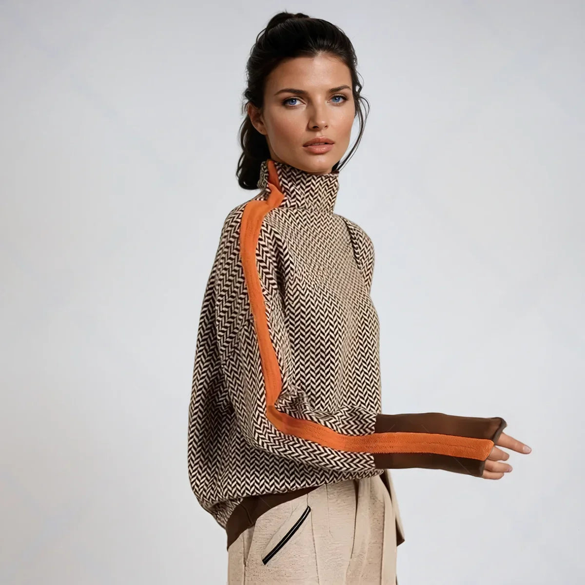 Malou | Suéter de cuello alto con rayas contrastantes