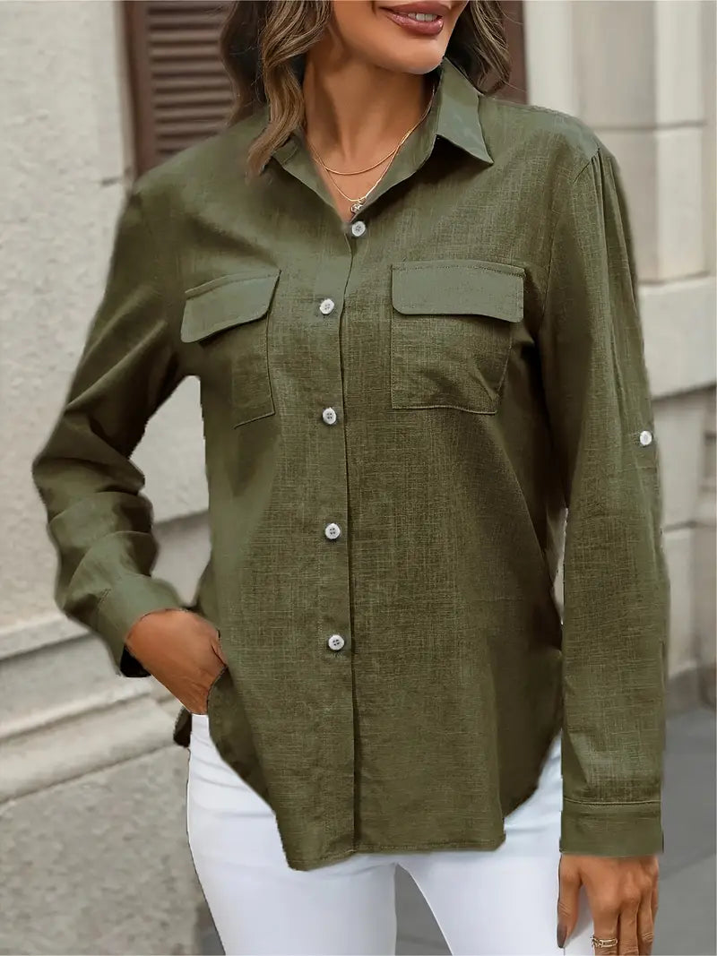 Camisa de algodón con bolsillos