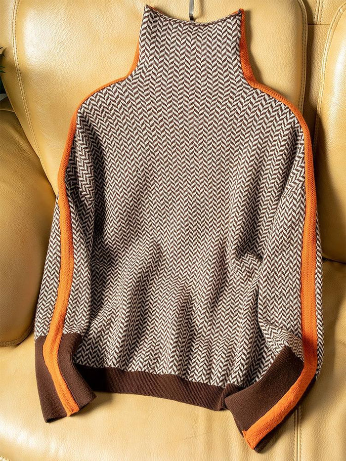 Malou | Suéter de cuello alto con rayas contrastantes