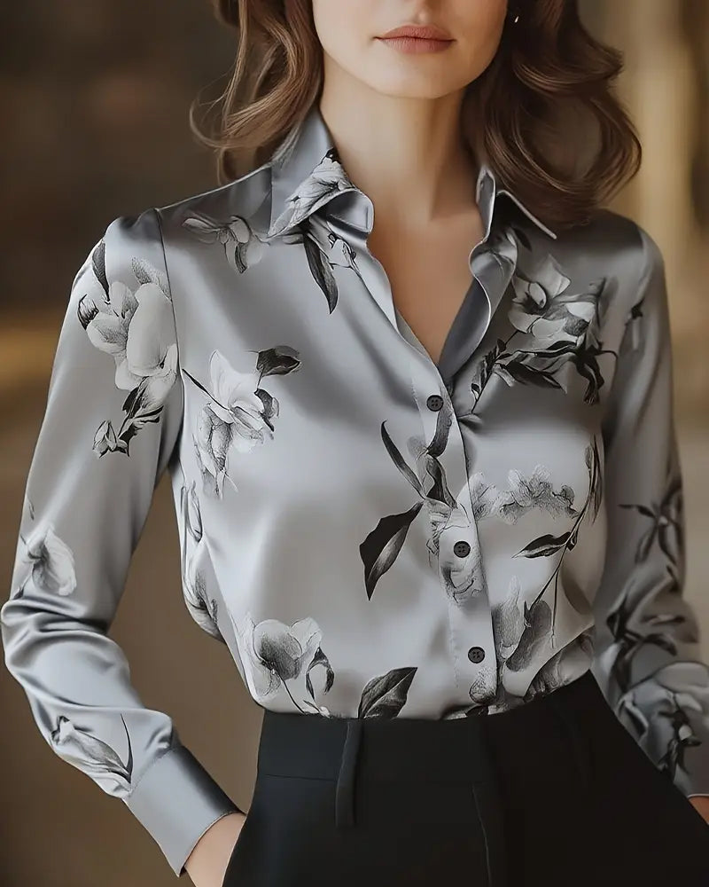 Camisa con Estampado Floral Retro