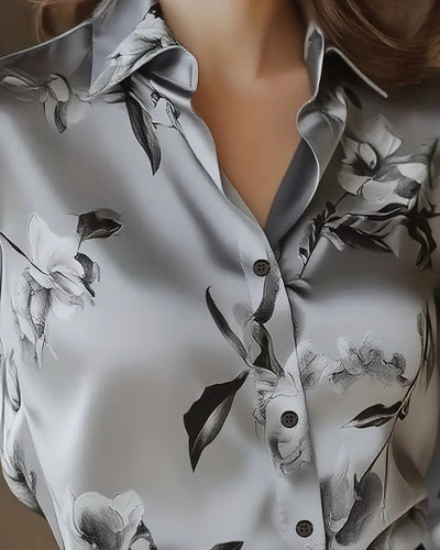 Camisa con Estampado Floral Retro