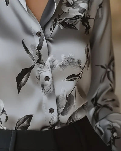 Camisa con Estampado Floral Retro