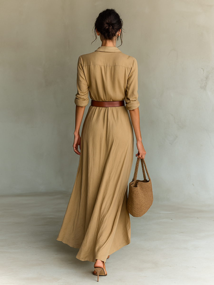 Vestido largo elegante con cinturón