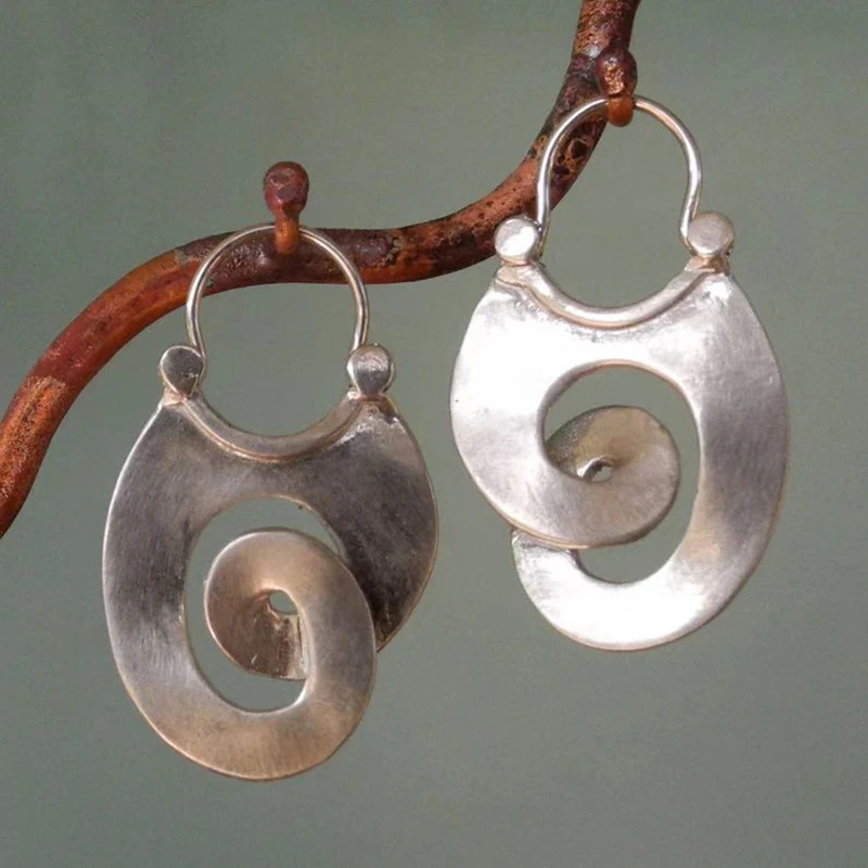 Pendientes vintage de plata irregulares